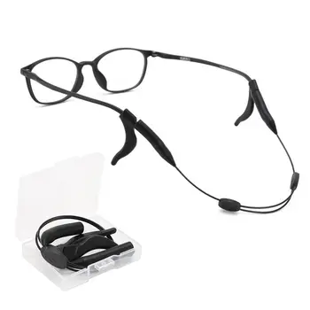 1ks Jednoduché Černé Nastavitelné Brýle Popruhy Elastické Anti Skluzu Silikonové Brýle Šňůry S Ušní Háčky