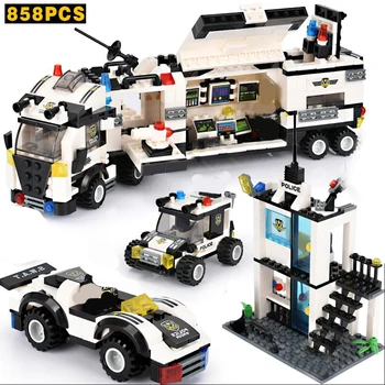825+KS SWAT Série Bloků Policie Truck Stavební Stavební Bloky Loď, Vrtulník DIY Cihly Hračky pro Děti Dárek