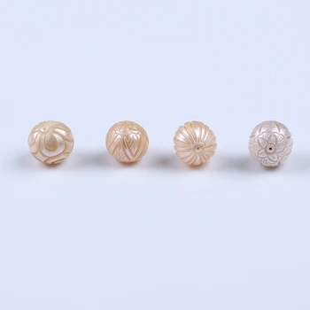 Vysoce kvalitní 12mm vyřezávané přírodní kulaté sladkovodní perla loose korálky DIY Šperky