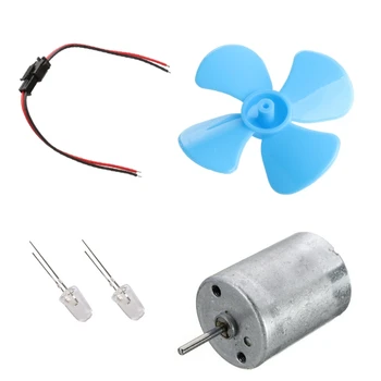 Větrná Turbína Generátor DIY Kit Micro Motor+Dioda Konektor Čtyři Modré List Pádla