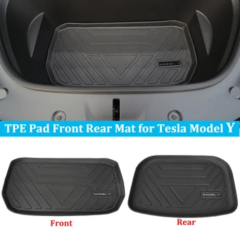 Pro Tesla Model Y 2021-2022 Vodotěsné Ochranné Fólie Kufru Zásobník Podlahové Mat TPE Auto Přední Úložný Box Pad Zadní Kufr Mat