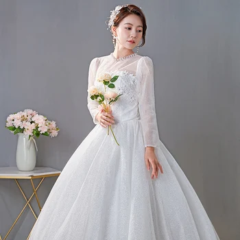 Luxusní Svatební Šaty Plus Velikost plesové Šaty Krajka-Up Svatební Šaty pro Ženy Nevěsta Snové Šaty Vestidos De Novia De