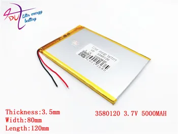 L energie baterie 1ks/lot 3580120 3.7 V 5000MAH Li-ion baterie pro tablet pc 7 palcový 8 inch 9inch Tablet Baterie vnitřní