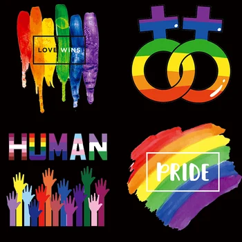 LGBT hrdosti gay Žehlička na převody pro oděvy bisexuální odznak vinyl převod Samolepky záplaty na oblečení mikiny T košile v pračce