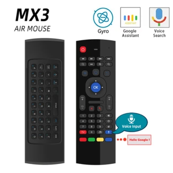 MX3 2.4 G Vzduch Myš Inteligentní Hlasové Dálkové Ovládání RF Bezdrátová Klávesnice, IR Učení Fly Mouse MX3 pro Full HD H. 265 Android