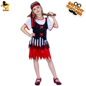Holčička Pirate Cosplay Kostým Dítě Halloween Kostým Party Fancy Dress Dítě Pirát Děti V Pohodě Nastavit