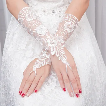Nevěsta Krajka Svatební Rukavice Perly Svatební Rukavice Bílé Bez Prstů Eblow Délka Svatební Příslušenství 2022