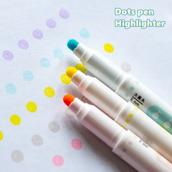 6ks Barva Světla Dot Zvýrazňovač Pero Set Dual Straně Jemné Liniové A Bodové Značky pro Kreslení, Malování Kanceláři Školní Potřeby F279