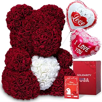 40cm růže, medvídek, květiny umělé, ruční práce eternal rose bear valentine ' s den, výročí, svatební křest svatební matky da
