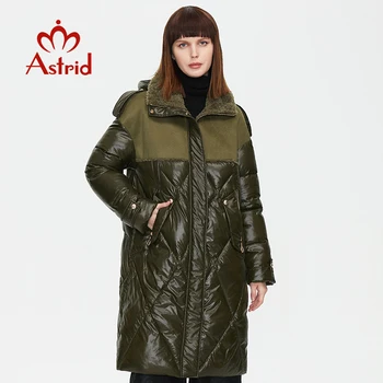Astrid 2022 Nové Zimní dámský kabát dámský kabát teplý polstrovaný tlusté módní Dlouhé Bundy s kapucí kůže šití ženské clothin