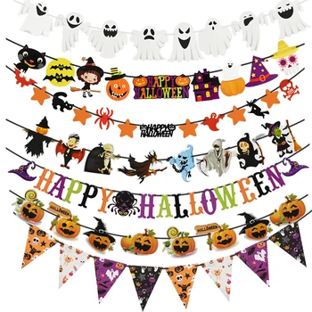 2022 Rok Šťastný Halloween Banner Garland pro Halloween Domů visící ozdoba, Dekorace, Děti, Dítě Upřednostňuje Kreativní dárek
