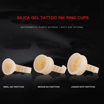 100pc Jednorázové Silikonové Tetování Inkoust Prsten Šálky Microblading Pigment Čepice Lepidlo Držák pro Permanentní Make-up Příslušenství PMU Dodávky