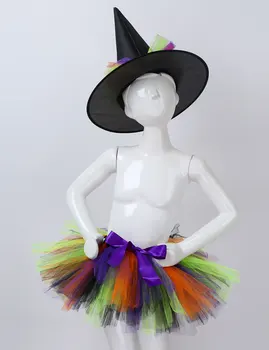 Děti Dívky Čarodějnice Halloween Cosplay Karneval, Párty, Maškarní Šaty Kostým Oblečení dětské Sady Tutu Sukně s Špičaté Čepici