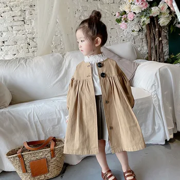 HoneyCherry Dívčí Podzimní Oblečení Nové Dlouhé Britské dětské Větrovka Bunda dívčí Kabát