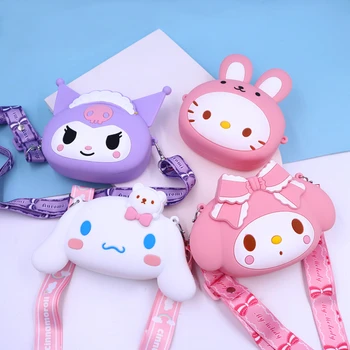 Nová Taška přes Rameno Silicon Sanrio Kuromi Cinnamoroll Hello Kitty Kawaii Anime Mince Peněženky Hračky pro Holky Dekor Dárek k Narozeninám
