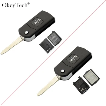 OkeyTech 2 Tlačítko Flip Skládací Vzdálené Auto Klíč Shell Náhradní Pouzdro Fob s Držák Baterie Pro Mazda 3 5 6 M6 RX8 MX5
