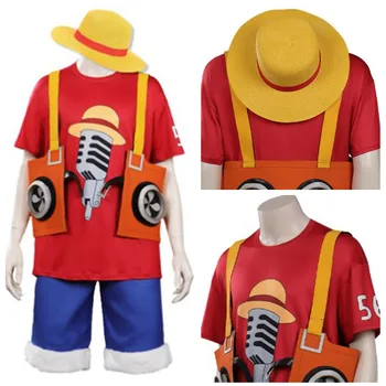 One Piece Film Red Monkey D. Luffy Cosplay Kostým Oblečení Halloween, Karneval, Kostým