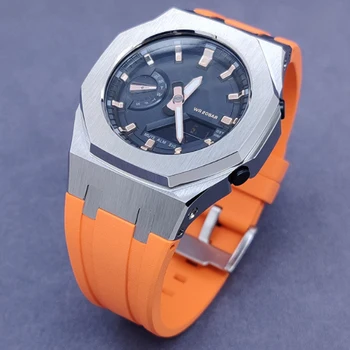 pro GMAS2100 Kovový Rámeček Vlastní Kratší Fluor Gumy watchband z Nerezové oceli Náhradní pro Nejmenší GMA-S2100 Příslušenství