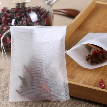 100ks Potravinářské Čajový Sáček non-tkané šňůrky bag filtr použit, aby se čaj polévka koření tkaninový filtr Kuchyňské Potřeby