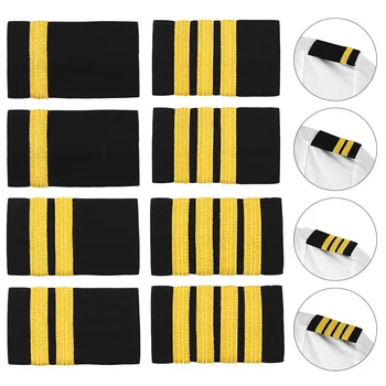 1 Pár Uniformě s Nárameníky Oblečení, Rameno Desky, Tyče Odznaky Zlaté Pruhy Pilot Nárameníky DIY Oblečení Dekor Rameno Nárameníky