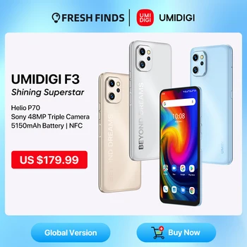 UMIDIGI F3 Telefon, Android 11 Smartphone, Helio P70, 8GB, 128GB, NFC 6.7