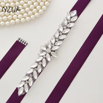 NZUK Ruční práce Diamond Svatební Pás Kamínky Flower Belt Sash Crystal Svatební Pás Svatební Šaty 