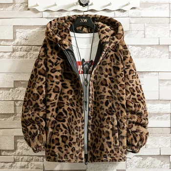 Leopard Bunda Žena Stojící Límec Teplé Pike Kabát Podzimní a Zimní korejské Verzi Volné Umělé Kožešiny Kabát Pár Bundu