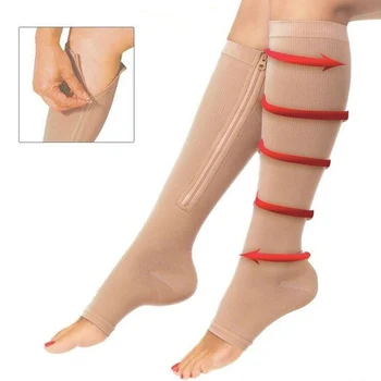 1 Pár Spalovat Tuk Zip Ponožky Ženy Open Toe Zabránit Křečové Žíly Ponožky Dívka Komprese Slim Krása Noha Zip Shapper