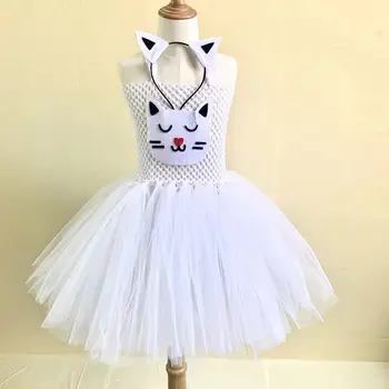 Bílá Kočka Děti Halloween Kostým pro Dívky Tutu Šaty Batole, Dítě, Dívka, Zvíře Cosplay Šaty Roztomilé Dítě Oblečení Oblečení