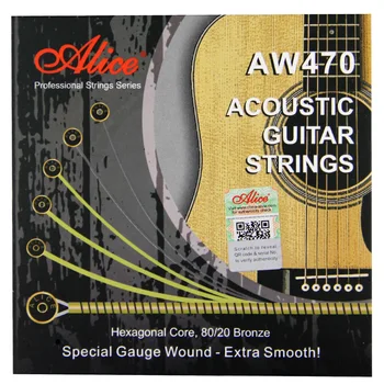Kytarové příslušenství Alice Akustická Kytara struny AW470 Hexagonální Jádro Speciální Měřidlo Rány-Extra Hladký