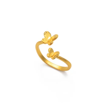 Anniyo Matte Gold Barva Butterfly Prsten pro Ženy Resizable Kruh Africké Arabské Středního Východu Svatební Šperky #121925