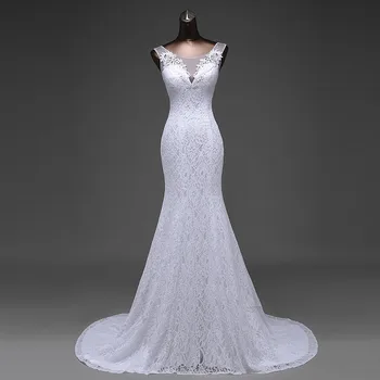 Vysoce kvalitní Elegantní krásné krajky květiny mořská panna Svatební Šaty vestidos de noiva robe de mariage svatební šaty