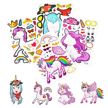 16Pcs Zvířat Samolepky Výrazy Cartoon Unicorn Opakovaně Vzdělávací Dekorace Vytvoření Učitelé Puzzle, Hry pro Dítě