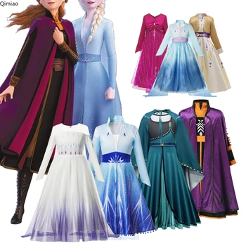 Elsa Anna 2 Šaty Dívky Princezna Karneval Party Halloween Cosplay Kostým Sněhová Královna Vestido Oblečení Pro Děti 2-12 Let