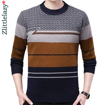 2022 módní pruhované svetry pletené svetr muži oblečení tlusté teplé zimní svetry pánské oblečení vánoční mikiny 1132