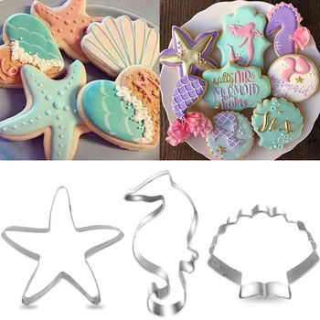 3ks, mořský Koník, Hvězdice, Mušle Cookie Cutter Formy V Moři mořskou Pannu Narozeninové Party Dekorace DIY Dort, Sušenky Pečení Nástroj