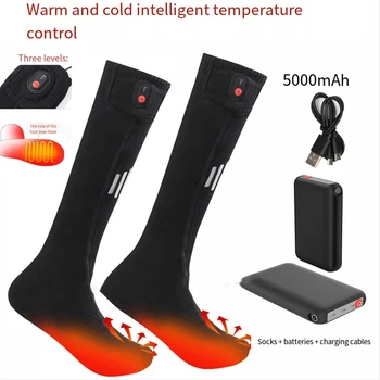Nový tři-rychlost tepelné ponožky dlouhé elektrické topné trubice ponožky pro muže a ženy venkovní sportovní lyžařské zahuštěný
