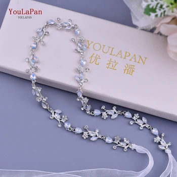 YouLaPan S301 Luxusní Ženy Pásy Svatební Šaty Pás Organza Bílá Modrý Pás Drahokamu Pásy Svatební Svatební Pás Šperk Pás