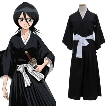 Halloween Kuchiki Rukia Cosplay Kostým Anime Game Dámské Kimono Černé Coss Kostýmu, Uniformě Komické Show Hrát