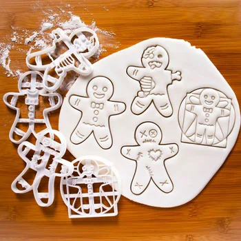 Plastové Perník Vánoční Cookie Frézy Sada Halloween Zombie Cookie Formy na Pečení Pečivo Nástroj DIY Pressable Sušenky Dort Forma