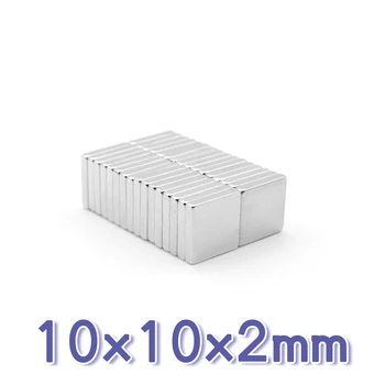 10/20/50/100/150/200/300/1000KS 10x10x2 Metr Silné Výkonné Magnety 10*10*2 mm Blok Vzácných Zemin Neodym Magnet 10x10x2mm