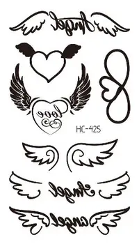 Křídla Lásky Amor Dopis Dočasné Tetování Nálepka Vodotěsné Muži Ženy Dospělí Falešné Body Art Nový Design 10.5X6cm Děti Ruce Tatoo