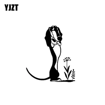YJZT 12.2 CM*14CM Vinyl Obtisk Auto Stiker Kreslený Jezevčík Plemeno Psa Štěně Pet Black/Silver C10-00502