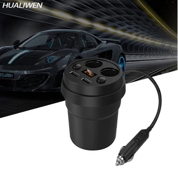 Kreativní držák nabíječka do auta se čtyřmi digitální displej line energy cup nabíječka do auta dual USB nabíječka do auta