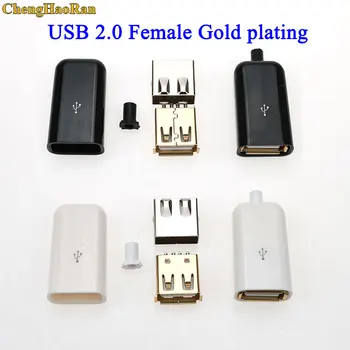 ChengHaoRan 2 sada DIY USB 2.0 Samice 4Pin Konektor Svařování Zásuvka Typu 4 v 1 Konektor Pájecí Adaptér Bílá Černá