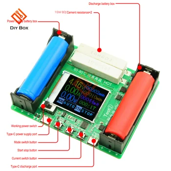 Typ-C LCD Displej Kapacita Baterie Tester MAh MWh Lithiová Baterie Digitální Baterie Detektor Modul 18650 Baterie Tester