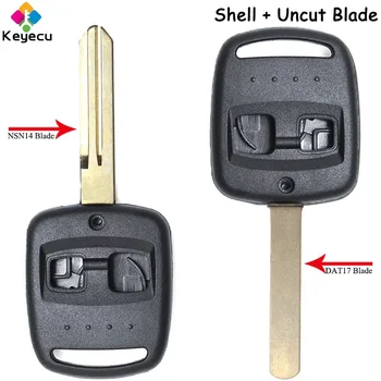 KEYECU Remote Auto Klíč Shell Pouzdro 2 Tlačítka & NSN14/ DAT17 Blade - FOB pro Subaru Legacy Forester Impreza Outback 2000-2003