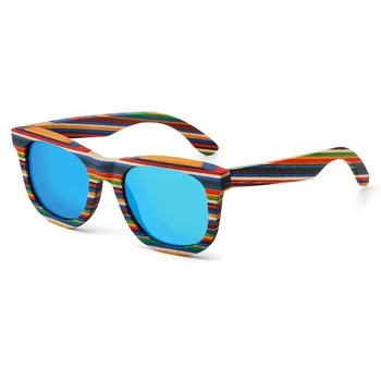 Retro Ručně vyráběné Barevné dřevěný rám sluneční brýle Polarizované muži ženy multicolor sluneční brýle Beach Anti-UV brýle pro Jízdu