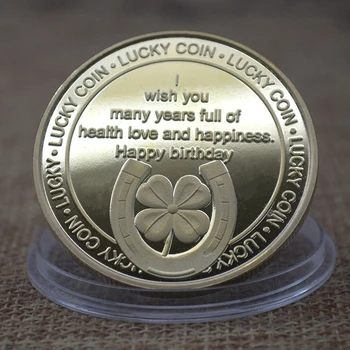 Šťastný, Narozeniny, Štěstí, Mince Kreativní Dárek Sběratelskou Pozlacené Pamětní Mince K Narozeninám Kolekce Pamětní Mince Dárek