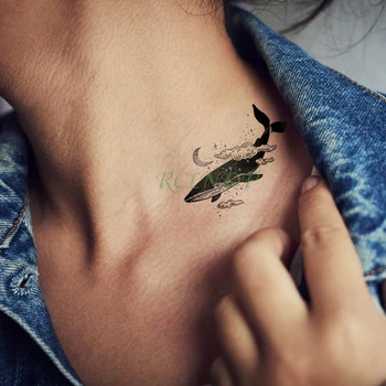 Vodotěsný Dočasné Tetování Nálepka velryba Měsíc Cloud Falešné Tatto Flash Tetování Tatouage paže ruka krk noha Pro Muže, Ženy, Dívka
